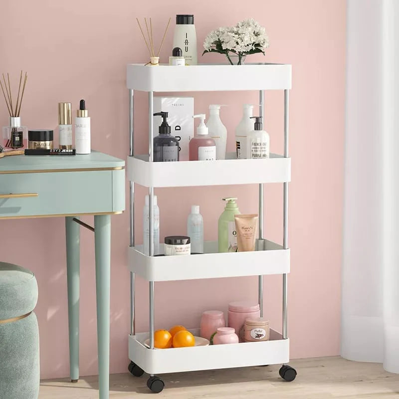 Slim White Four Layer Trolley