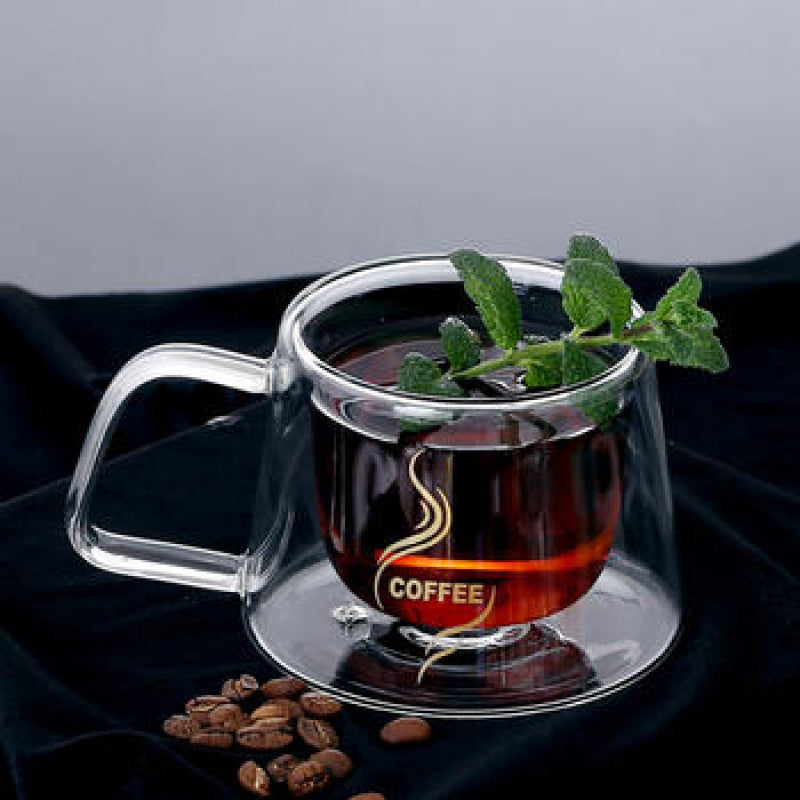 Double Wall Mugs With Handle for Latte Cappuccino Coffee Tea Milk Durable Glass Cups