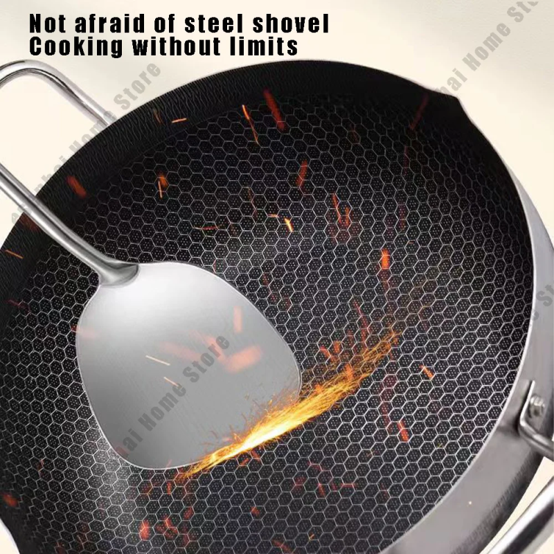 Non-Stick Wok Egg Pan & Stainless Steel Soup Pot Set – Honeycomb Induction & Gas Stove Compatible | Adornia.pk