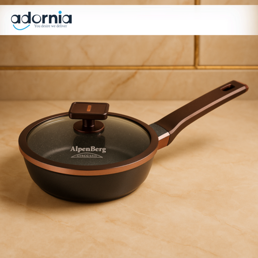 ALPENBERG NON-STICK FRYING PAN WITH GLASS LID – GRANITE COATED COOKWARE - 20CM