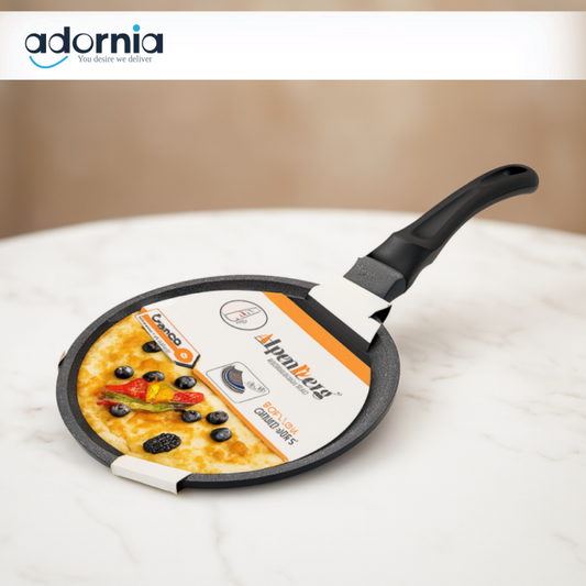 ALPENBERG NON-STICK CREPE PAN – MARBLE COATED FLAT TAWA WITH ERGONOMIC HANDLE - KC77