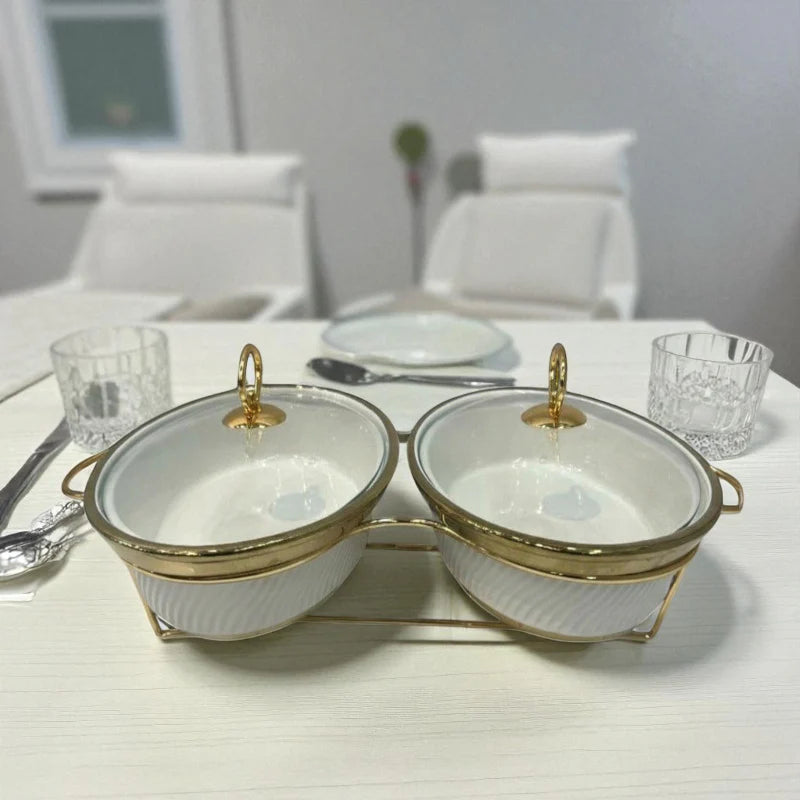 White Oval Twin Chafing Dishes (12