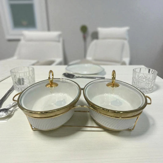 White Oval Twin Chafing Dishes (12