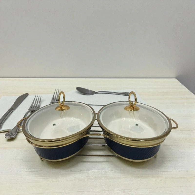 Imported Twin Oval Chafing Dishes - Navy Blue (12