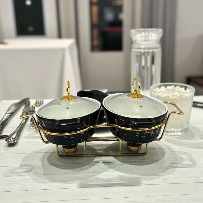 Elegant Twin Oval Chafing Dishes (11