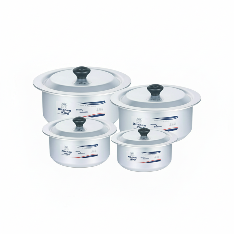 Kitchen King 4-Piece Premium Nonstick Pot Set – Durable Daily Cooking Cookware Collection | Adornia.pk