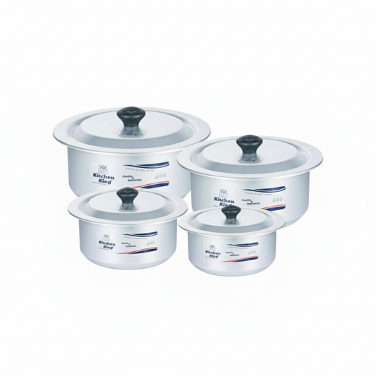 Kitchen King 4-Piece Premium Nonstick Pot Set – Durable Daily Cooking Cookware Collection | Adornia.pk