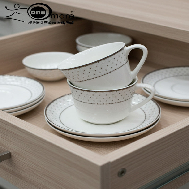 12-Piece Timeless Cup & Saucer Set – 6 Cups & 6 Saucers | Adornia.pk