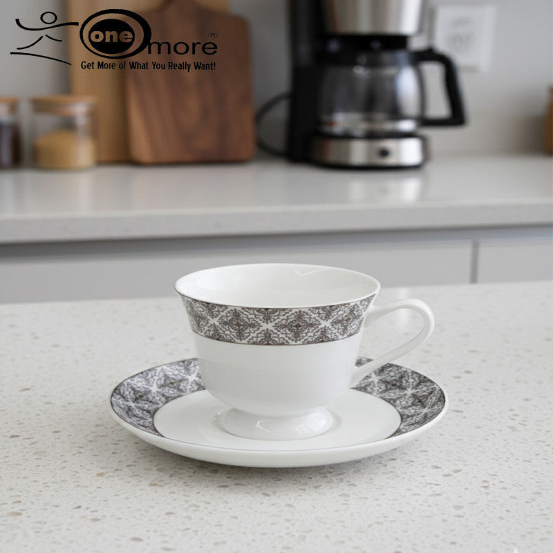 12-Piece Elegant Vintage Lace-Detail Tea Cup and Saucer Set