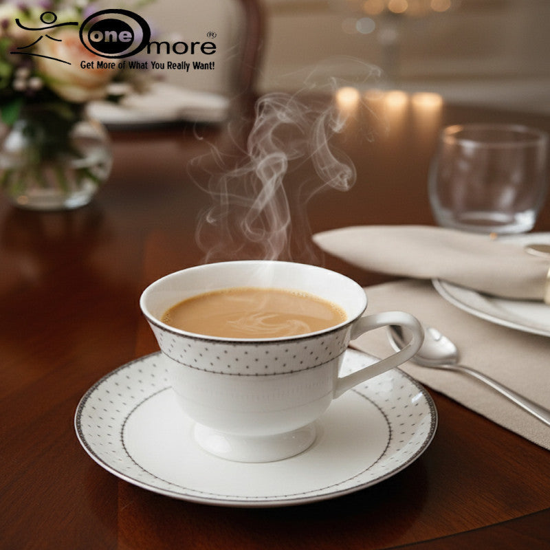 12-Piece Elegant Lace-Designed Tea Cup & Saucer Set