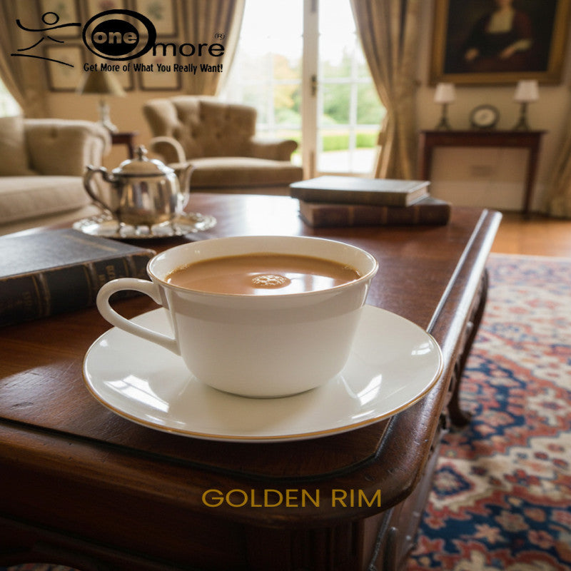 Sophisticated 12?Piece Tea Cup & Saucer Set with Gold Detail