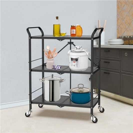 “3-Layer Kitchen Trolley – Heavy-Duty Movable Storage Rack”