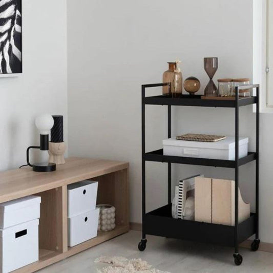 “Black 3-Layer Metal Trolley for Kitchen, Office, Home & Bathroom”