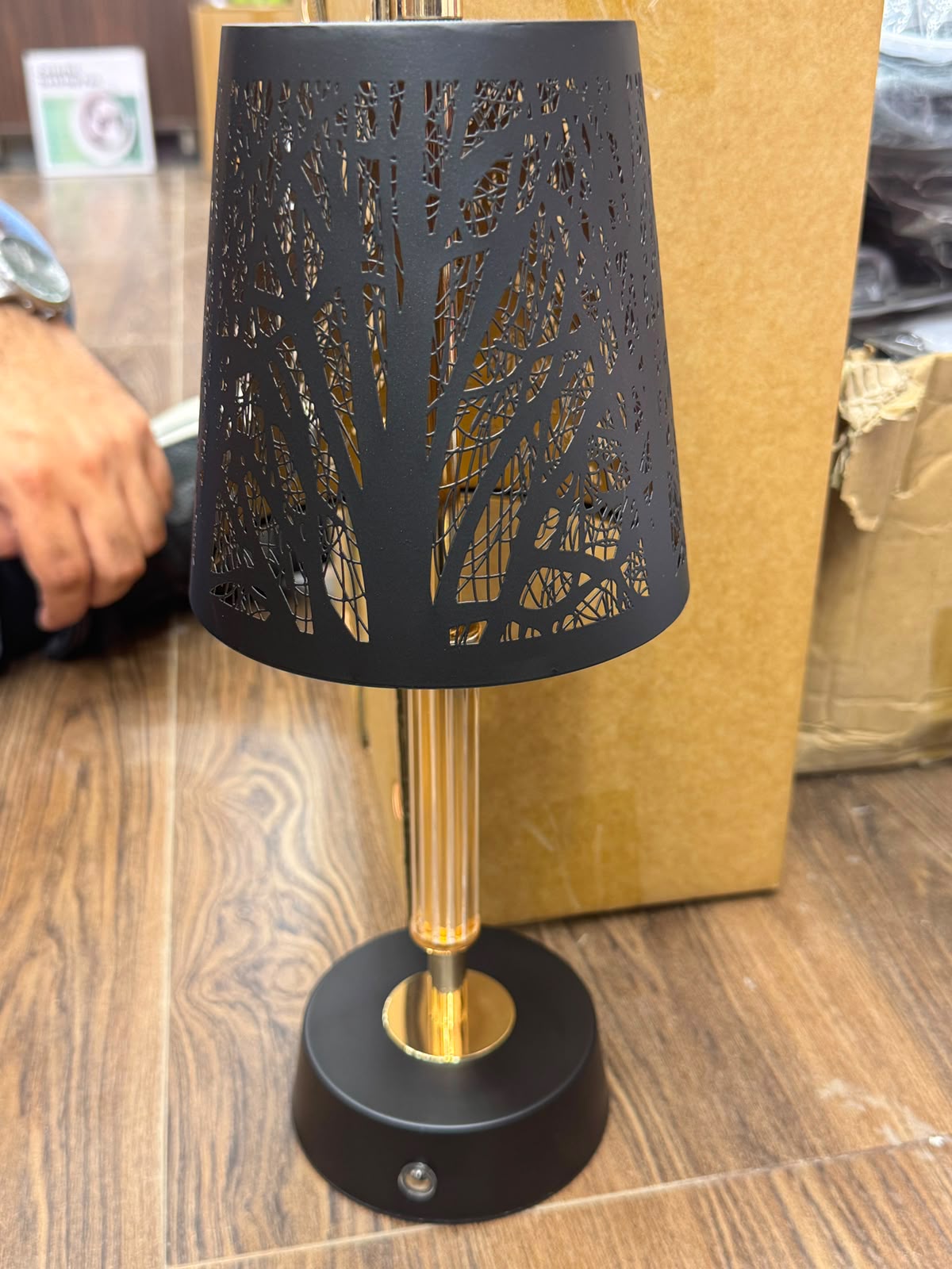 Aura Black & Gold Rechargeable Portable Table Lamp