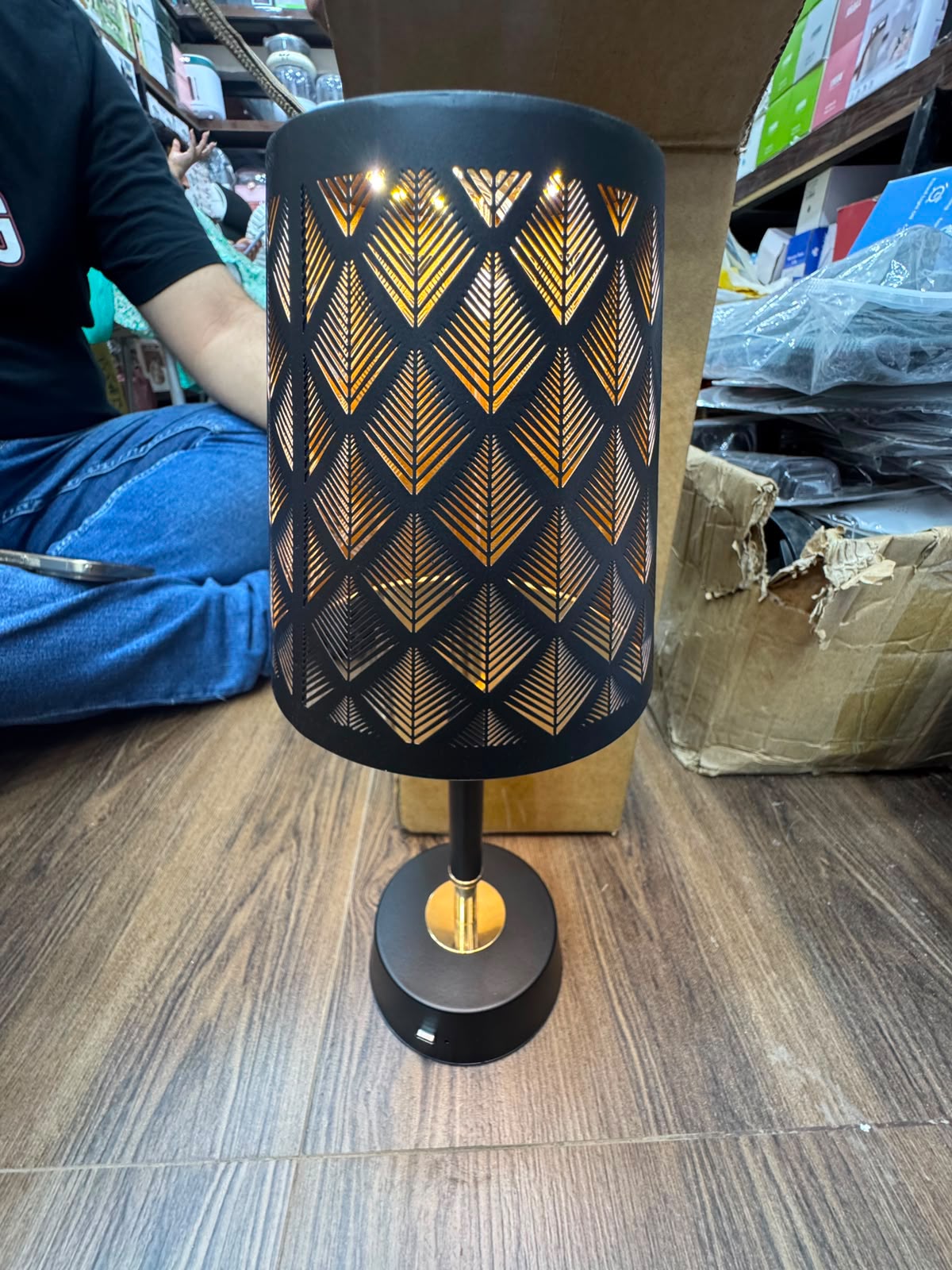 Aura Black & Gold Rechargeable Portable Table Lamp