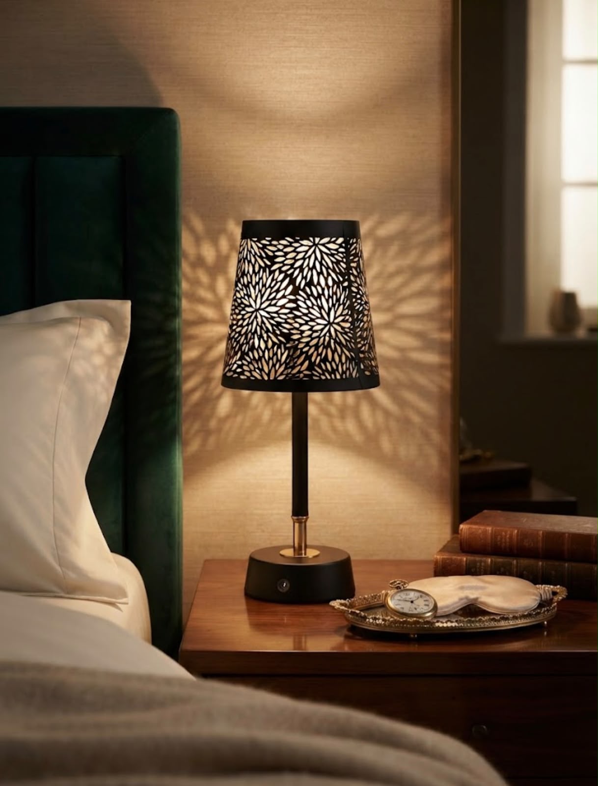 Aura Black & Gold Rechargeable Portable Table Lamp
