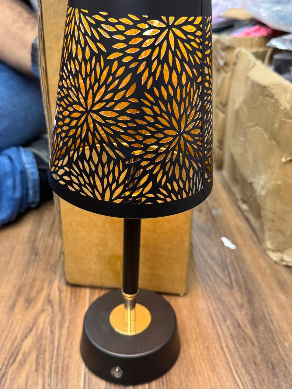 Aura Black & Gold Rechargeable Portable Table Lamp