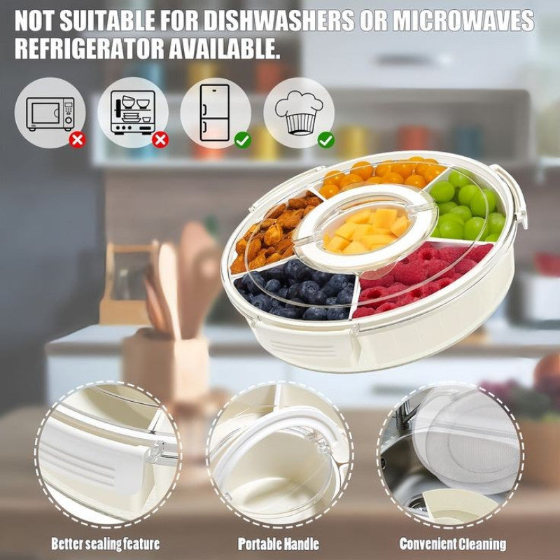 Premium Portable Rotating Snack Tray with Lid – 360° Spinning Serving Organizer | Adornia.pk