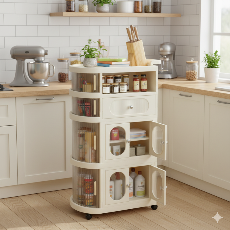 FlexiRoll 4-Tier Freestanding Storage Organizer with Wheels – Mobile Home & Office Rack | Adornia.pk