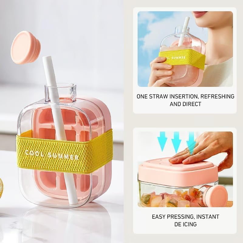 500ml Portable 2 in 1 Silicone Ice Cube Mold Bottle
