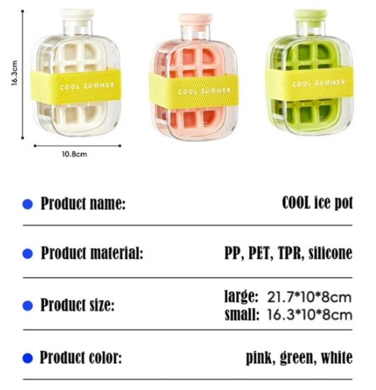 500ml Portable 2 in 1 Silicone Ice Cube Mold Bottle