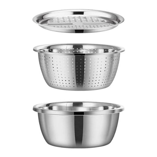 3-in-1 Stainless Steel Multi-Purpose Kitchen Basin & Grater Set