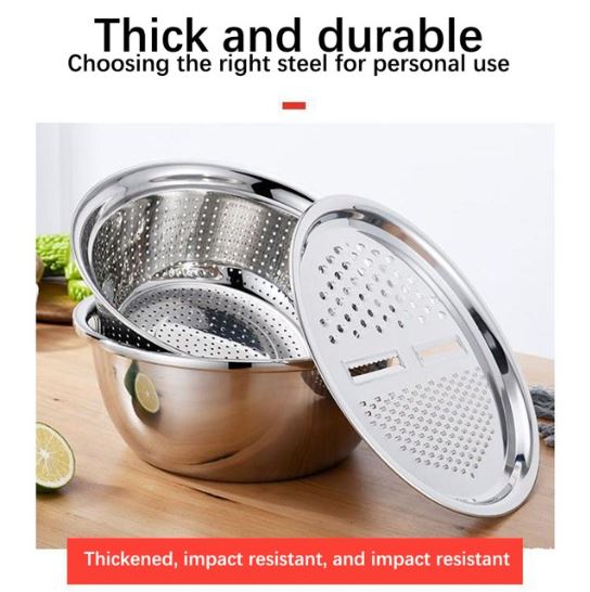 3-in-1 Stainless Steel Multi-Purpose Kitchen Basin & Grater Set