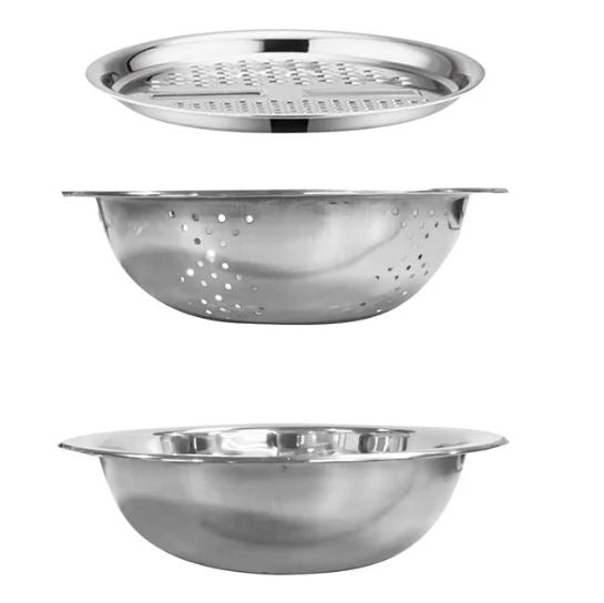3-in-1 Stainless Steel Multi-Purpose Kitchen Basin & Grater Set