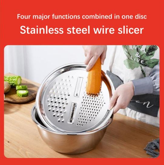 3-in-1 Stainless Steel Multi-Purpose Kitchen Basin & Grater Set