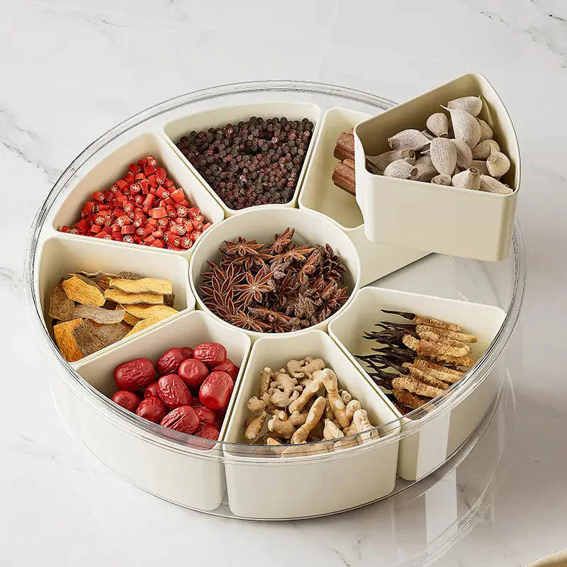 Premium Portable Rotating Snack Tray with Lid – 360° Spinning Serving Organizer | Adornia.pk