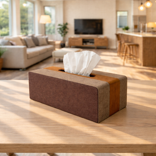 Premium Two-Tone Fabric Tissue Box