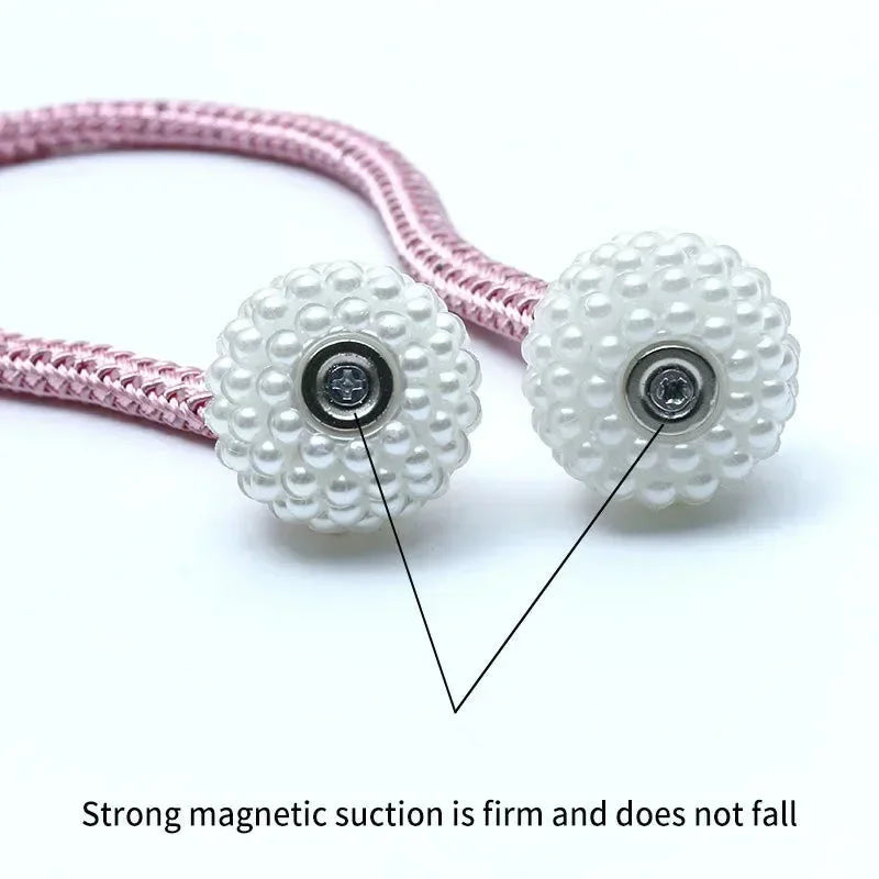 Luxury Pearl Magnetic Curtain Tiebacks (PAIR) – Elegant Home Drapery Holders | Adornia.pk
