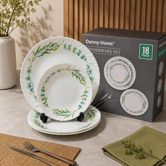 Danny Home Botanical Leaf 18-Piece Ceramic Dinner Set