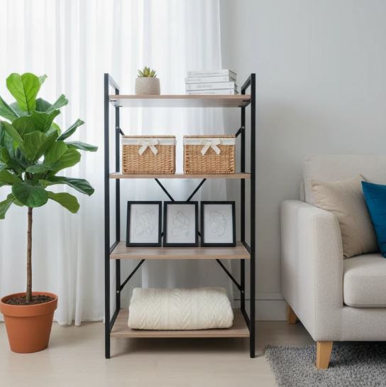 4-Tier Industrial Rolling Storage Rack with Lockable Wheels