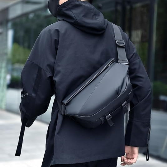Multi-Pocket Crossbody & Waist Bag – Black