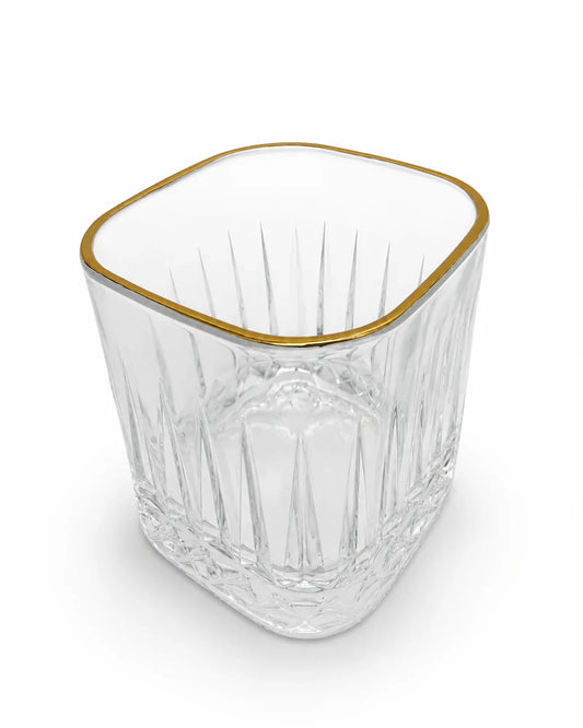 6 Pcs Premium Gold Rim Crystal Glass Tumbler Set