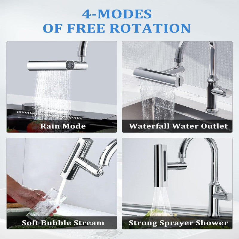 4-in-1 Kitchen Sink Faucet – 360° Rotating Splash-Free Water Flow | Adornia.pk