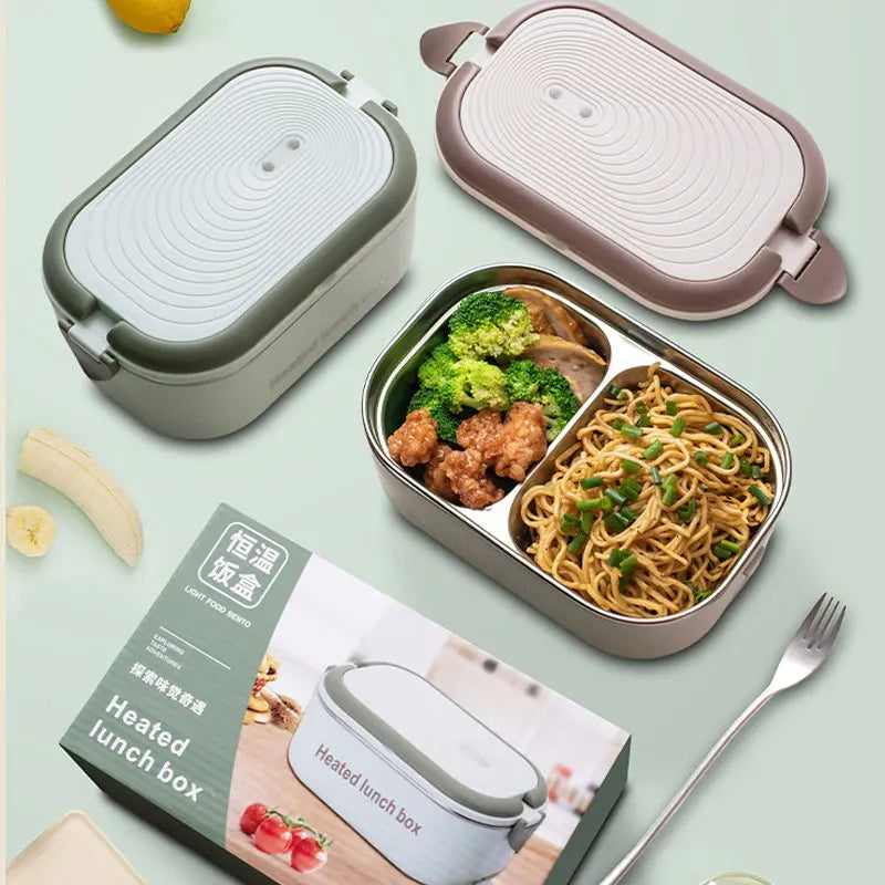 Electric Heated Lunch Box With No Water Injection,304 Stainless Steel,Plug-In Insulation,For Office Workers,Constant Temperature