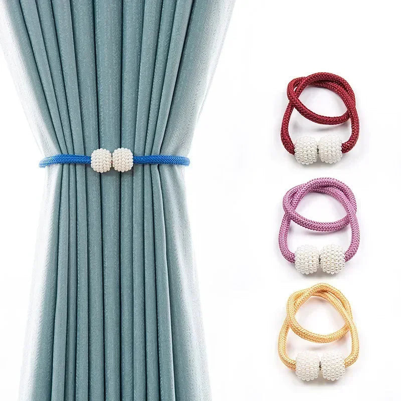 Luxury Pearl Magnetic Curtain Tiebacks (PAIR) – Elegant Home Drapery Holders | Adornia.pk
