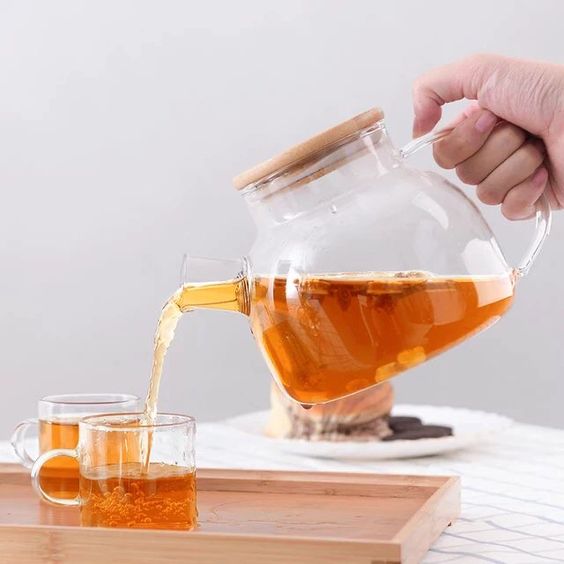 Borosilicate Glass Kettle With Wooden Lid 1000ml