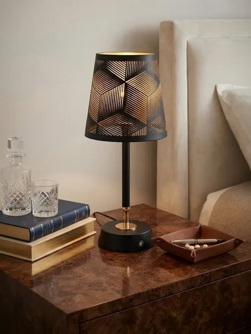 Aura Black & Gold Rechargeable Portable Table Lamp