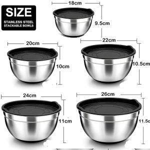 5-Pieces Stainless Steel Salad Bowl Set with Lid