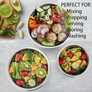5-Pieces Stainless Steel Salad Bowl Set with Lid