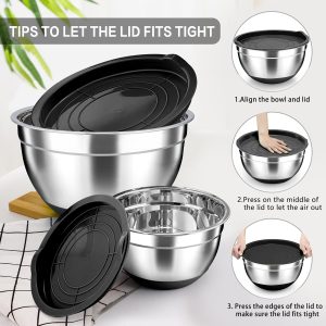 5-Pieces Stainless Steel Salad Bowl Set with Lid