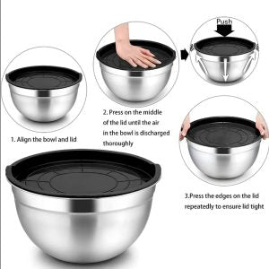 5-Pieces Stainless Steel Salad Bowl Set with Lid