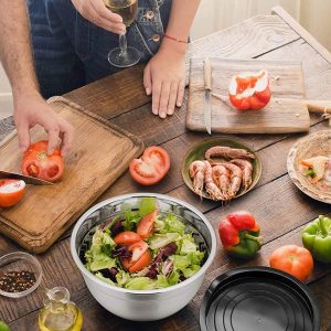 5-Pieces Stainless Steel Salad Bowl Set with Lid