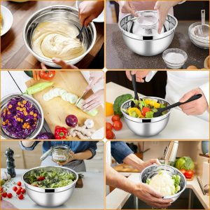 5-Pieces Stainless Steel Salad Bowl Set with Lid