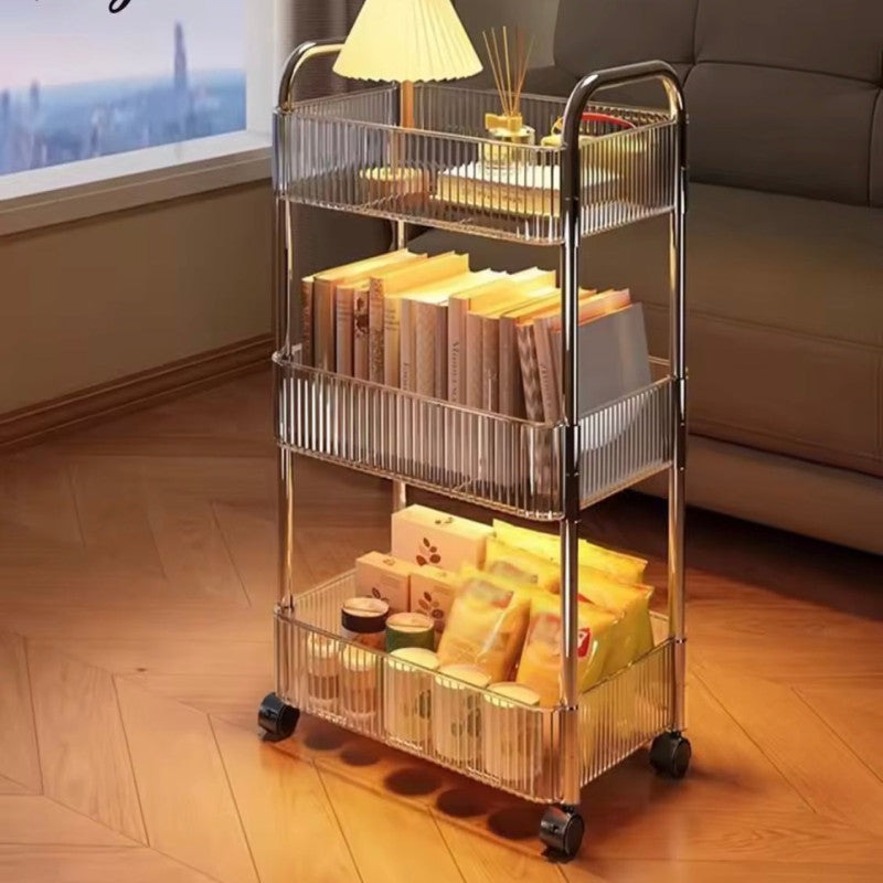 3 Layer Ripple Square Transparent Shelf | Multi-Layer Mobile Bookshelf
