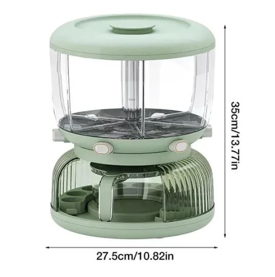 Rotating Multi-Compartment Grain & Cereal Dispenser With Egg Tray - 6 Grid