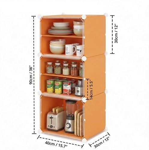 6-Tier Modular Multipurpose Organizer Cabinet with Transparent Doors – Versatile Plastic Cube Storage Rack for Kitchen Pantry, Entryway, and Books
